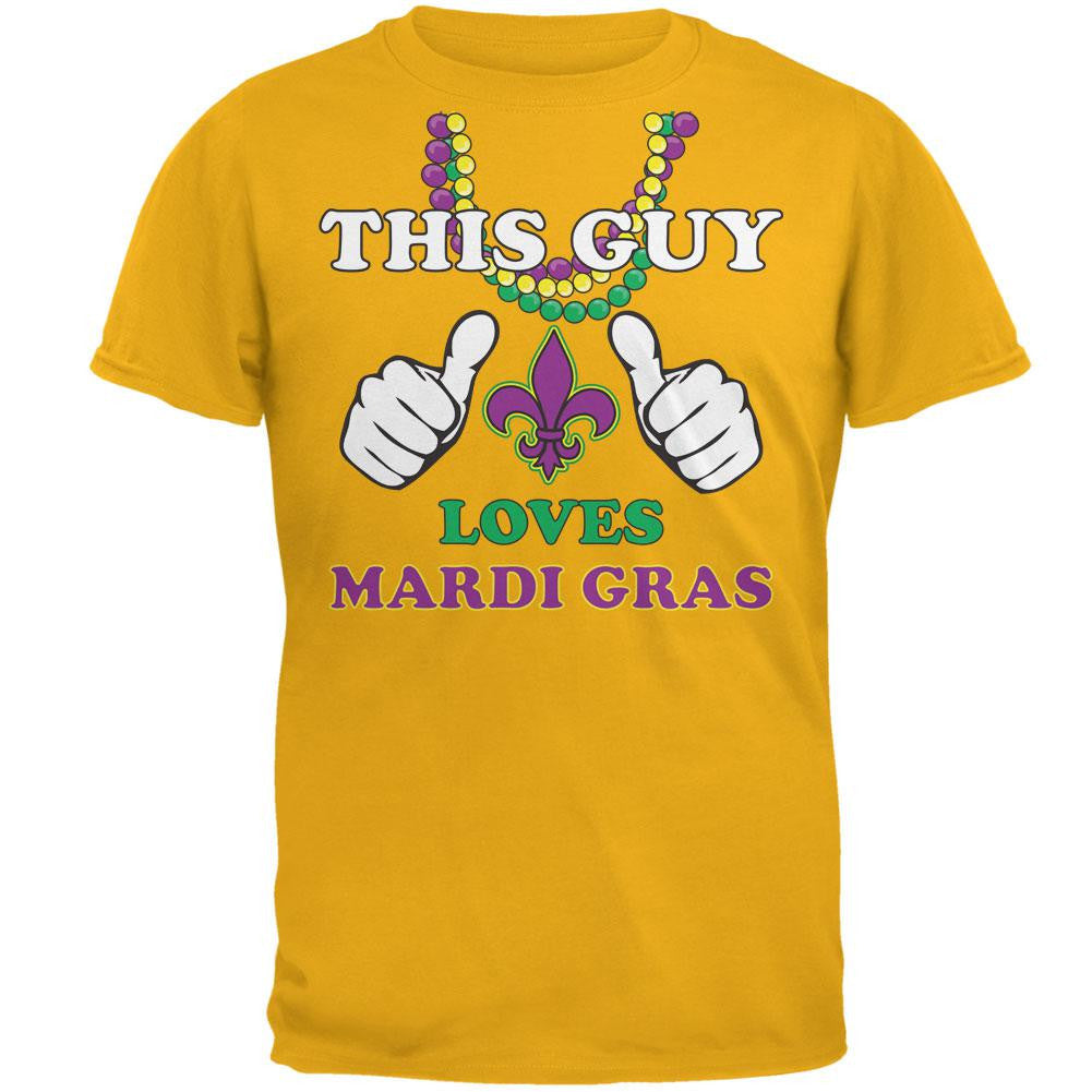 This Guy Loves Mardi Gras Gold Adult T-Shirt Men's T-Shirts Old Glory 2XL Yellow 