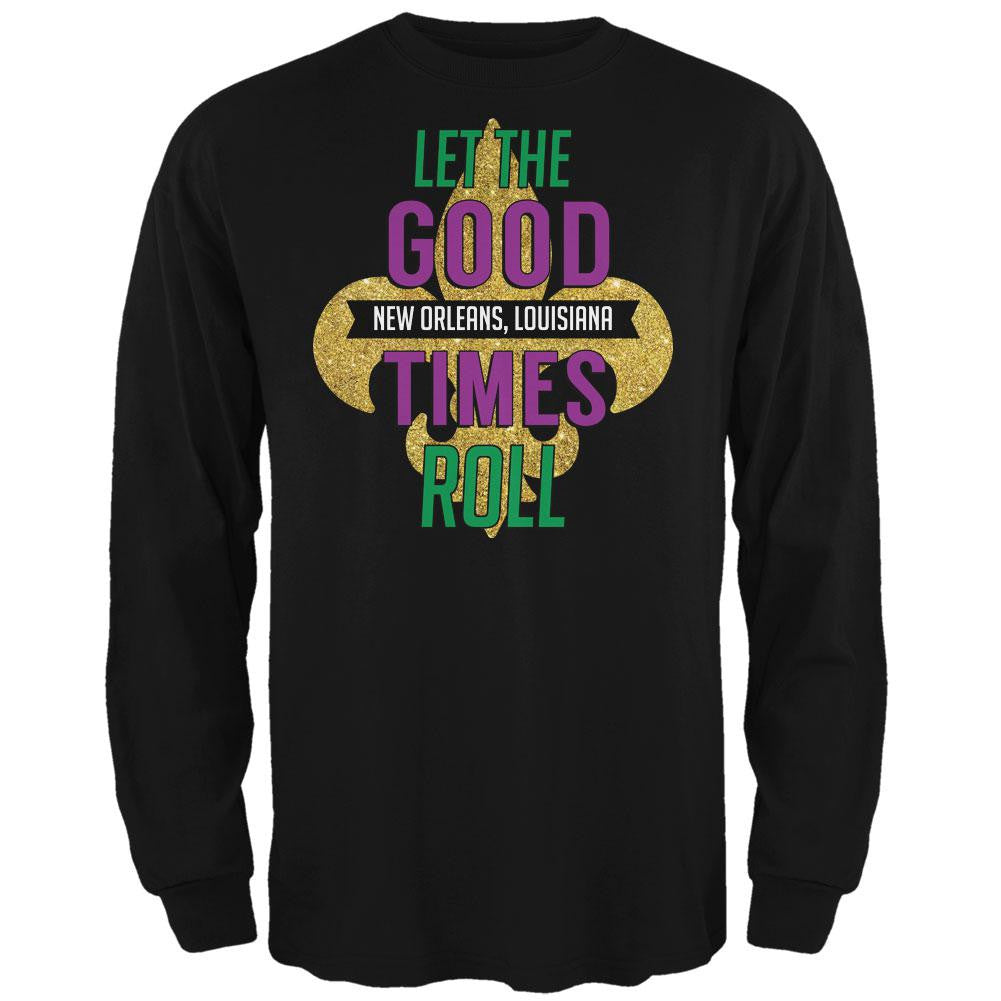 Mardi Gras Let the Good Times Roll Black Adult Long Sleeve T-Shirt Men's Long Sleeves Old Glory 2XL Black 