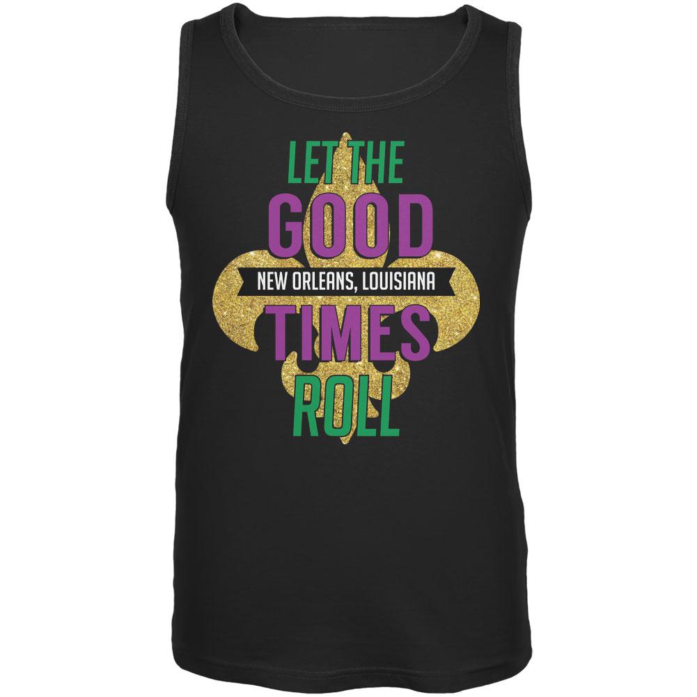 Mardi Gras Let the Good Times Roll Black Adult Tank Top Men's Tank Tops Old Glory 2XL Black 