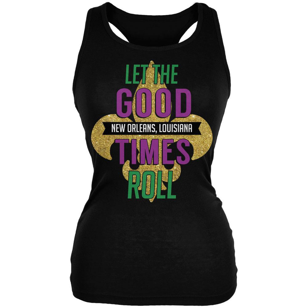 Mardi Gras Let the Good Times Roll Black Juniors Soft Tank Top Juniors Tank Tops Old Glory 2XL Black 