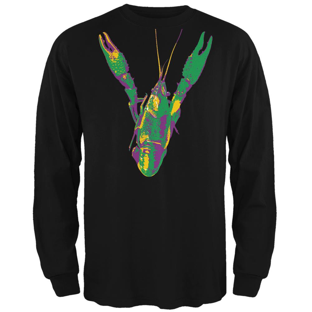 Mardi Gras Crawfish Black Adult Long Sleeve T-Shirt Men's Long Sleeves Old Glory 2XL Black 