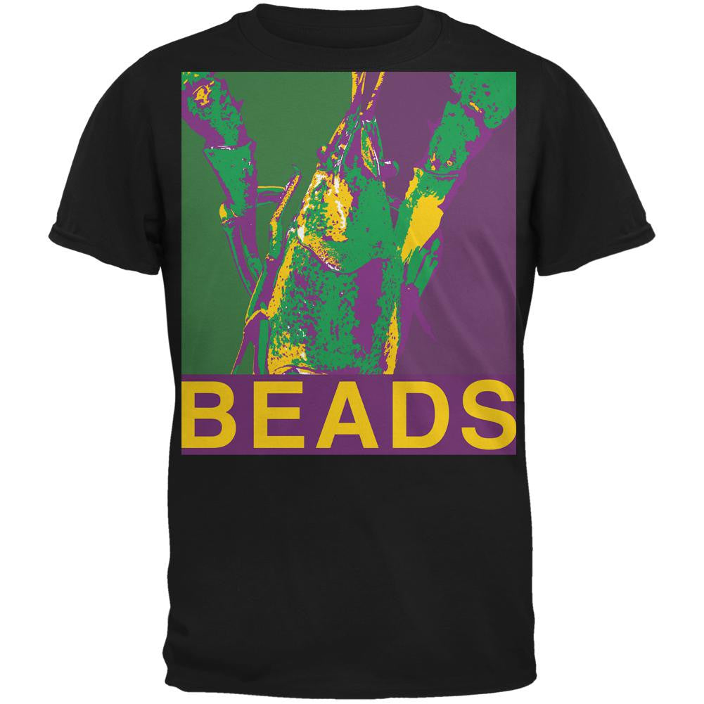 Mardi Gras Crawfish Beads Black Adult T-Shirt Men's T-Shirts Old Glory 2XL Black 