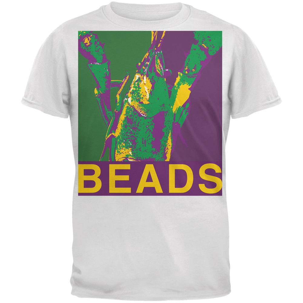 Mardi Gras Crawfish Beads White Adult T-Shirt Men's T-Shirts Old Glory 2XL White 