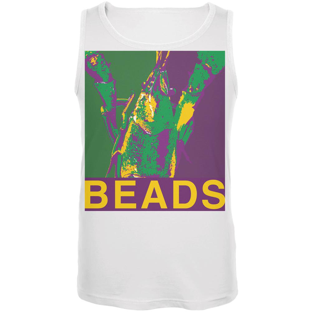 Mardi Gras Crawfish Beads White Adult Tank Top Men's Tank Tops Old Glory 2XL White 