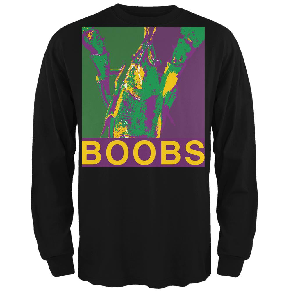 Mardi Gras Crawfish Boobs Black Adult Long Sleeve T-Shirt Men's Long Sleeves Old Glory 2XL Black 