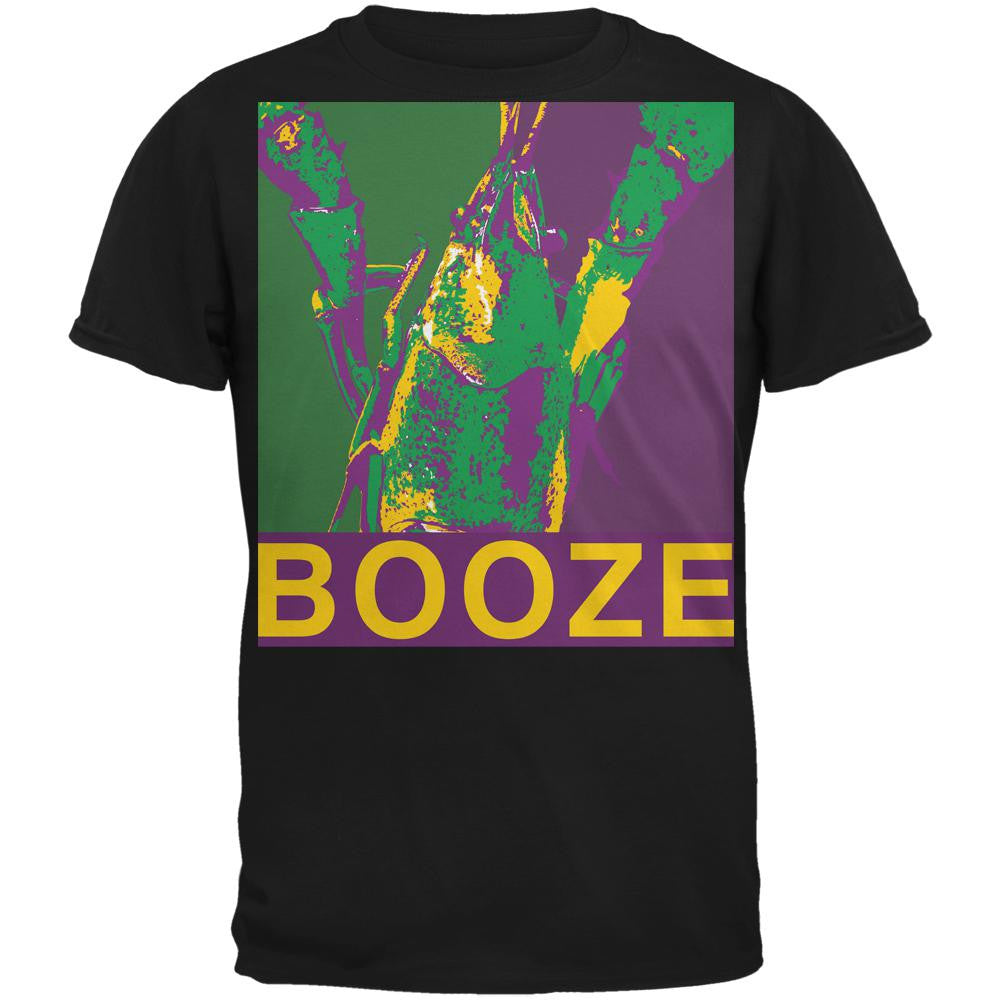 Mardi Gras Crawfish Booze Black Adult T-Shirt Men's T-Shirts Old Glory 2XL Black 