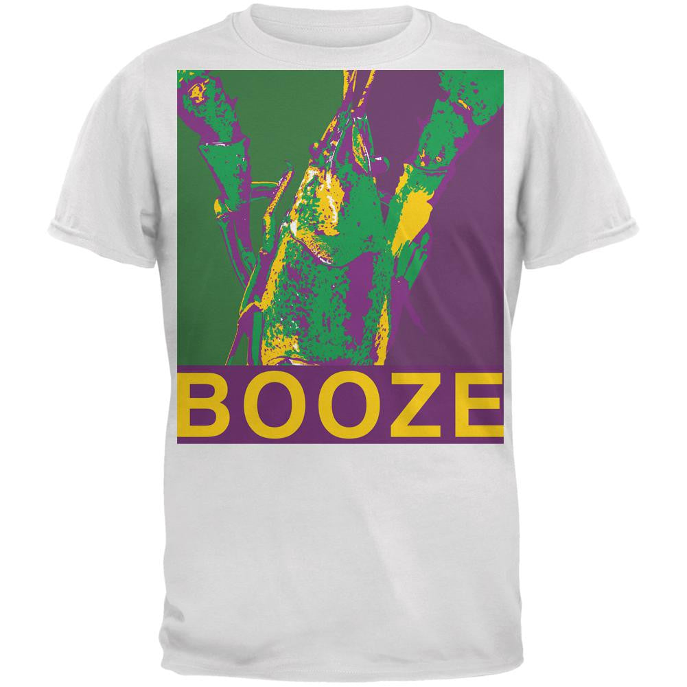 Mardi Gras Crawfish Booze White Adult T-Shirt Men's T-Shirts Old Glory 2XL White 