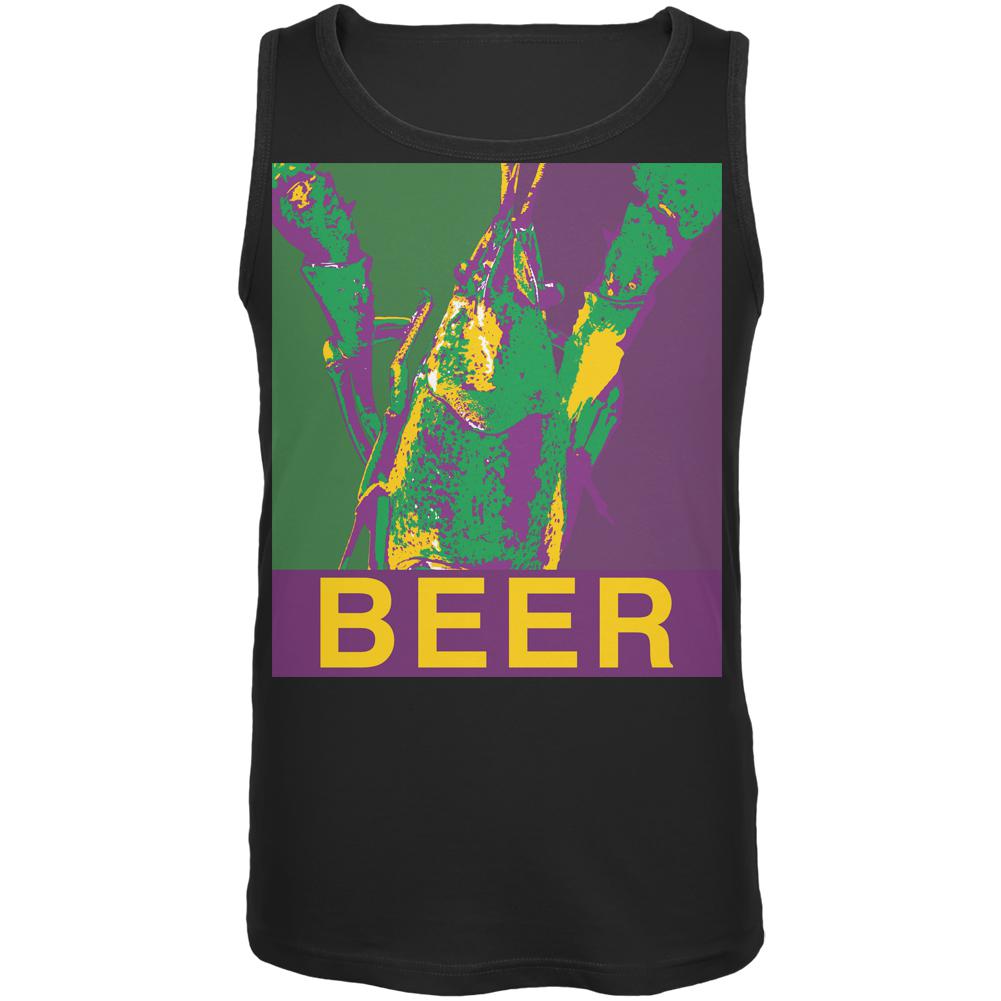 Mardi Gras Crawfish Beer Black Adult Tank Top Men's Tank Tops Old Glory SM Black 