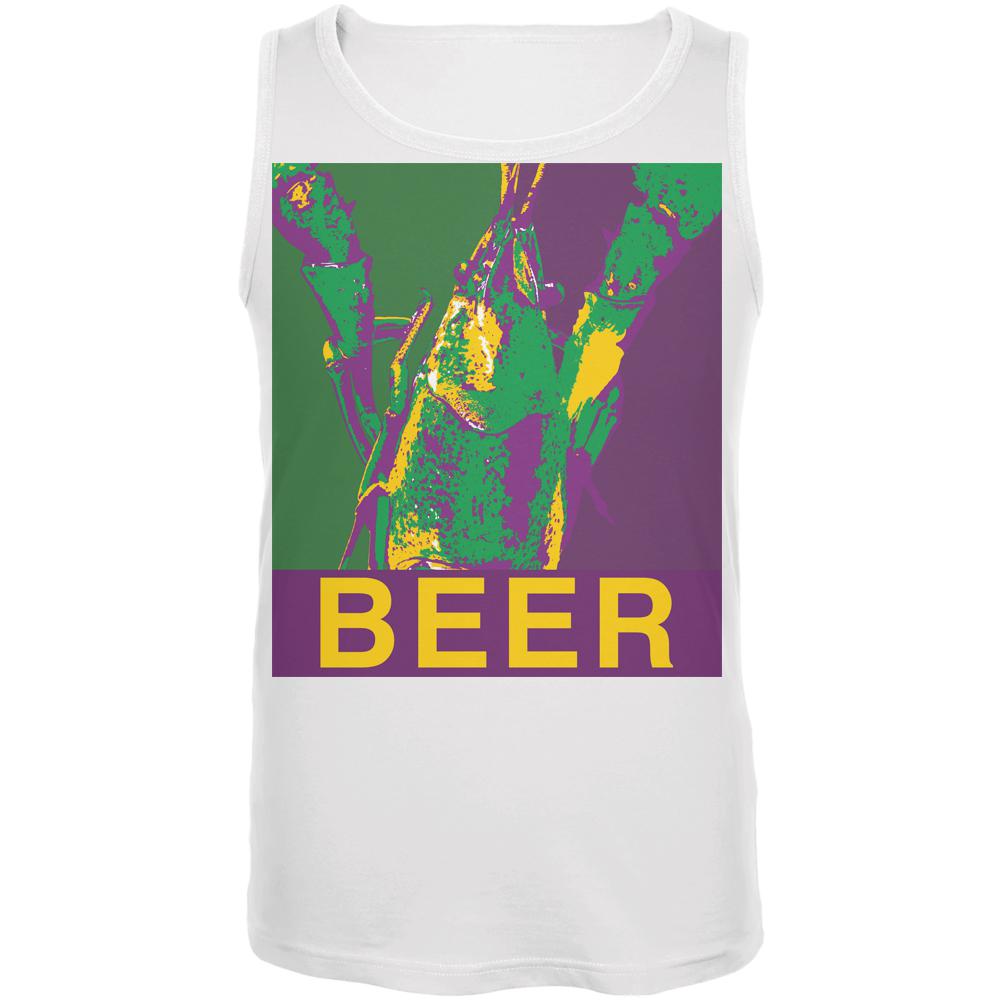 Mardi Gras Crawfish Beer White Adult Tank Top Men's Tank Tops Old Glory SM White 