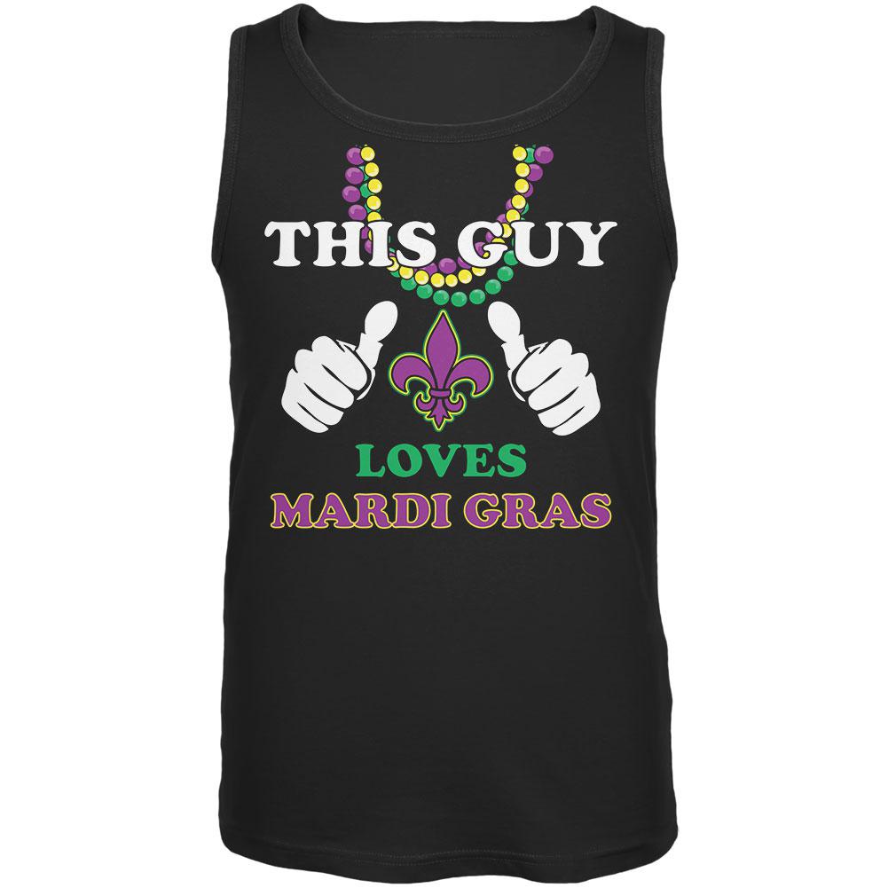 This Guy Loves Mardi Gras Black Adult Tank Top Men's Tank Tops Old Glory 2XL Black 