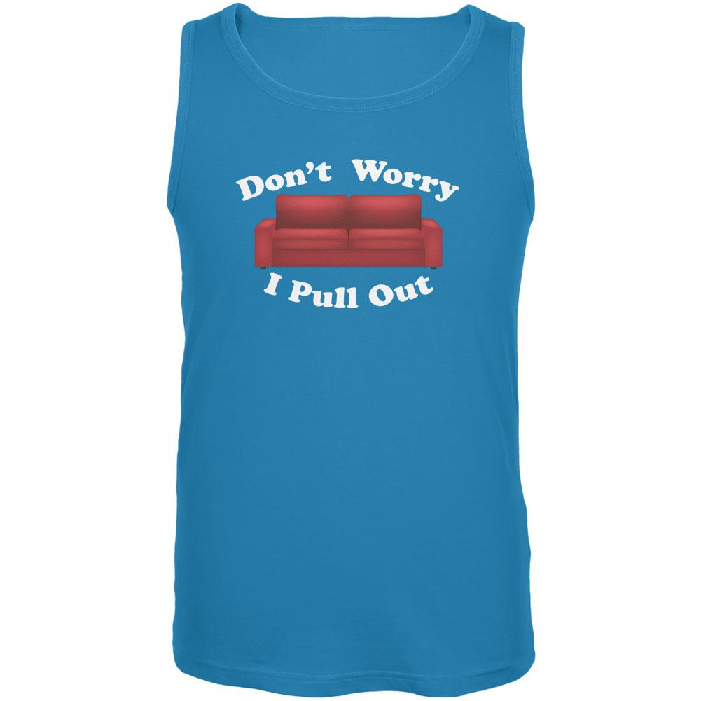 Don't Worry I Pull Out Turquoise Adult Tank Top Men's Tank Tops Old Glory LG Blue 