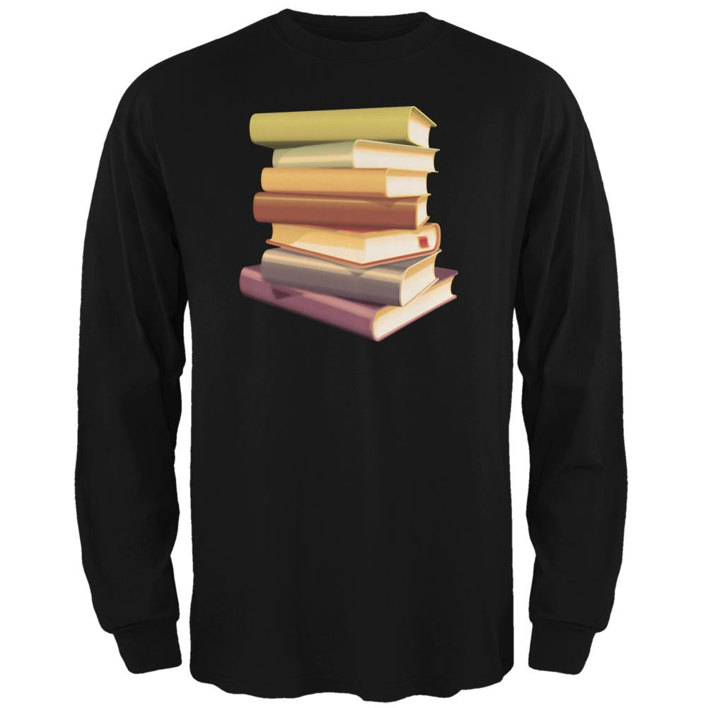 Book Collector Stack Black Adult Long Sleeve T-Shirt Men's Long Sleeves Old Glory SM Black 