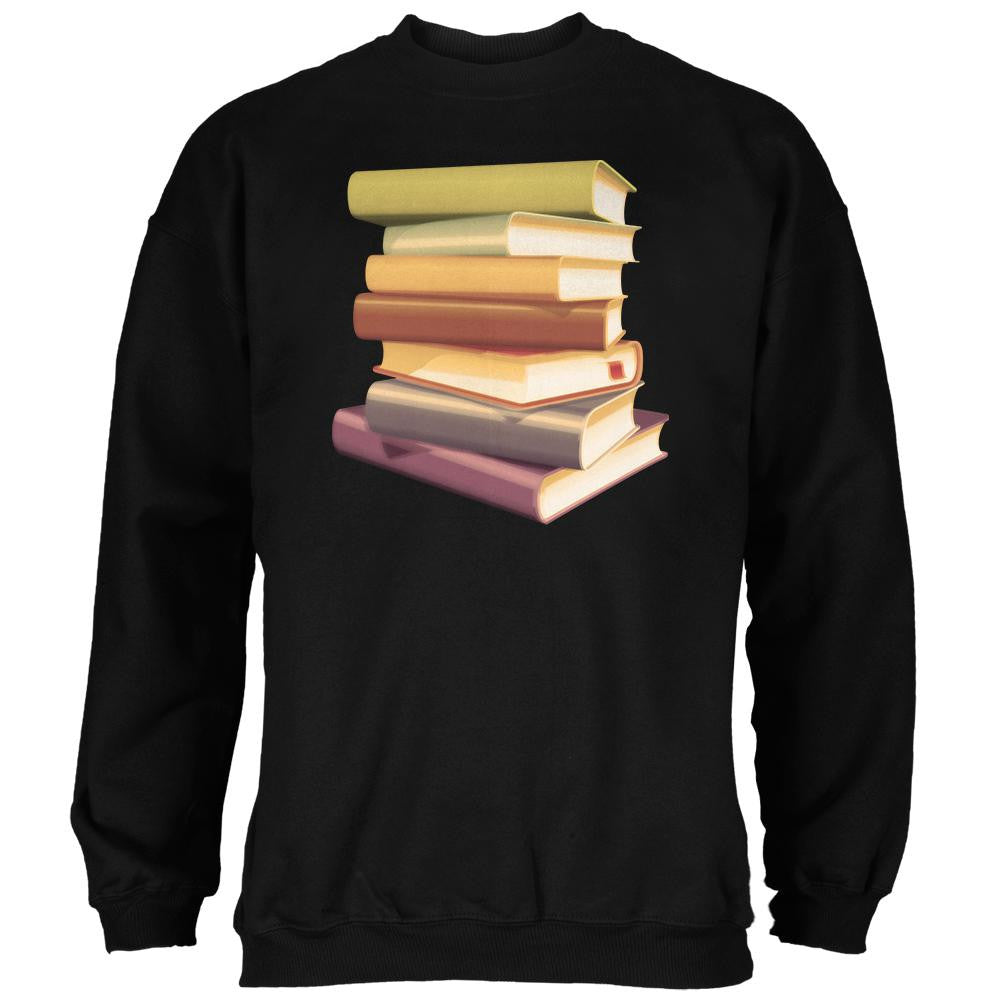 Book Collector Stack Black Adult Sweatshirt Men's Sweatshirts Old Glory SM Black 
