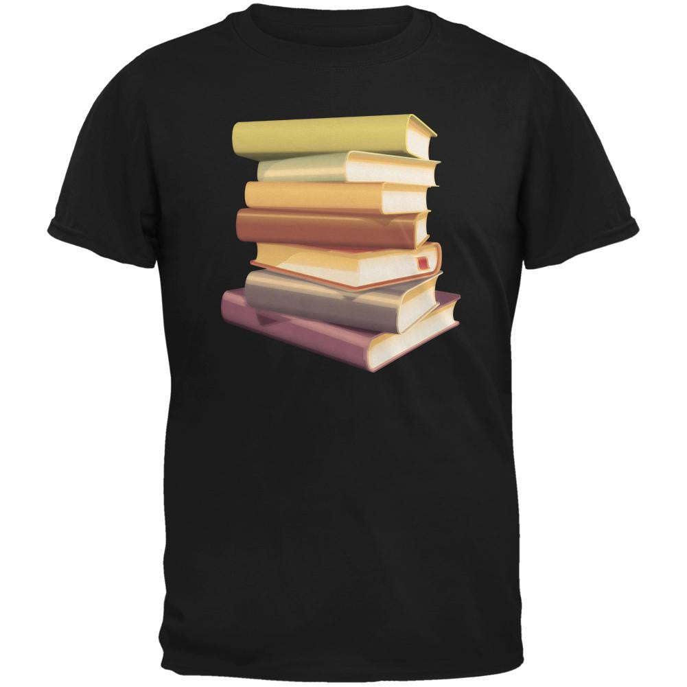 Book Collector Stack Black Adult T-Shirt Men's T-Shirts Old Glory SM Black 