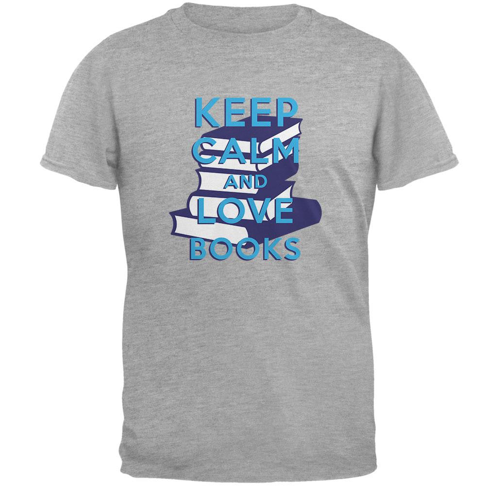 Keep Calm & Love Books Heather Grey Soft Adult T-Shirt Men's T-Shirts Old Glory SM Grey