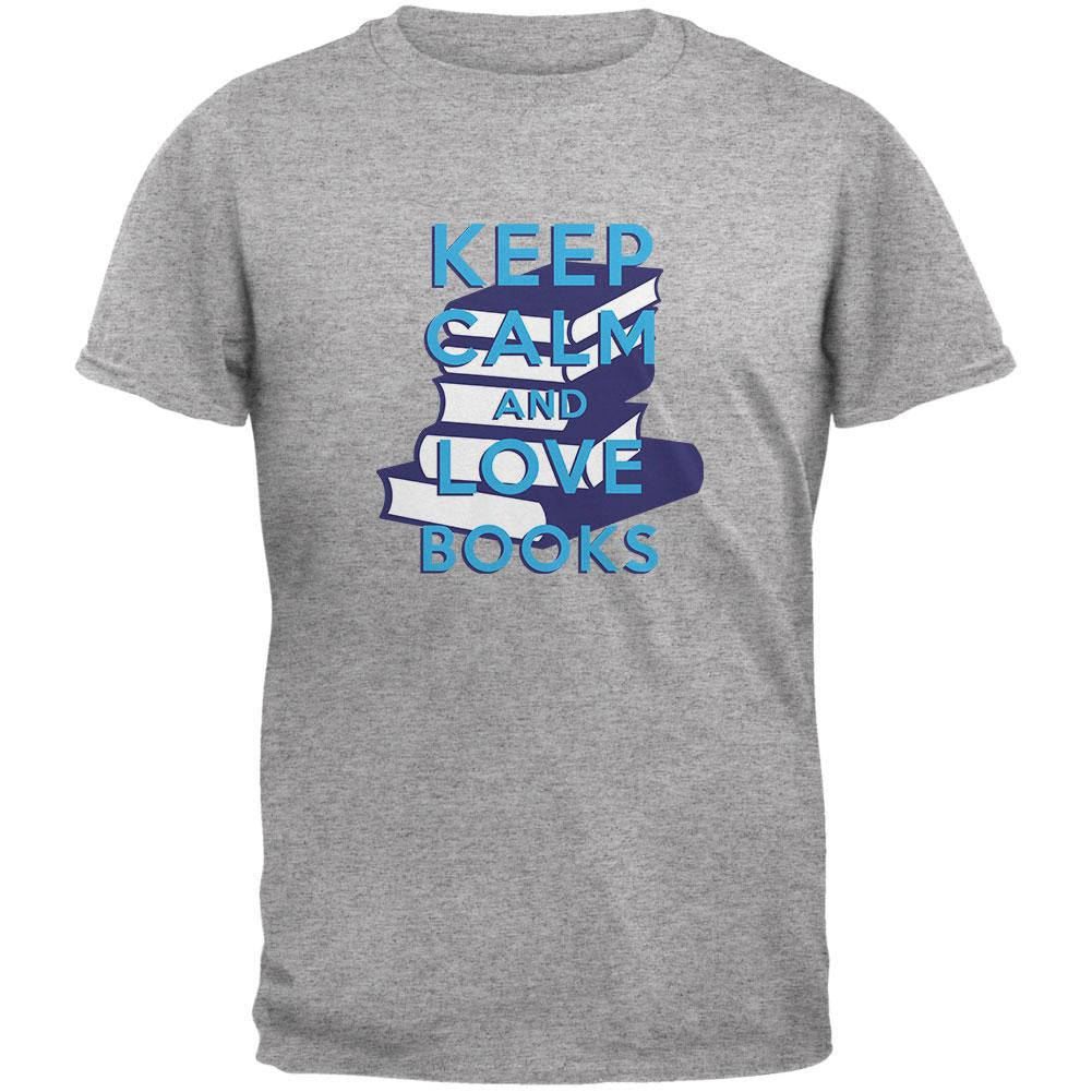 Keep Calm & Love Books Heather Grey Youth T-Shirt Youth T-Shirts Old Glory SM Grey 