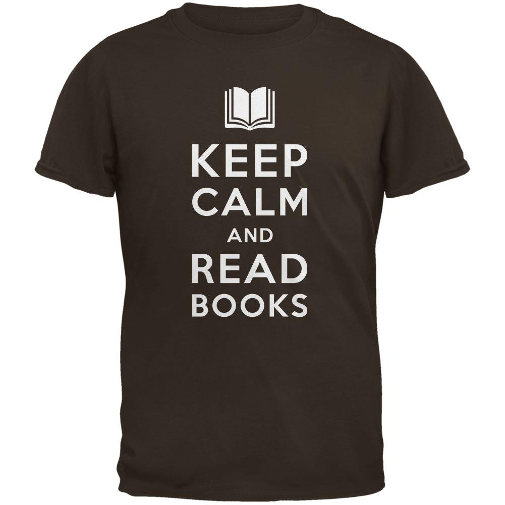 Keep Calm and Read Books Dark Brown Youth T-Shirt Youth Long Sleeves Old Glory SM Brown 