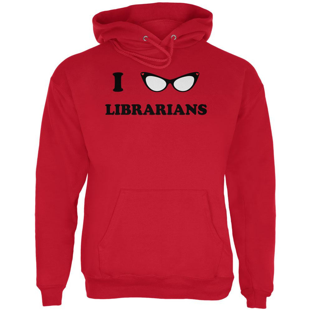 I Heart Love Librarians Red Adult Hoodie Men's Hoodies Old Glory 2XL Red 