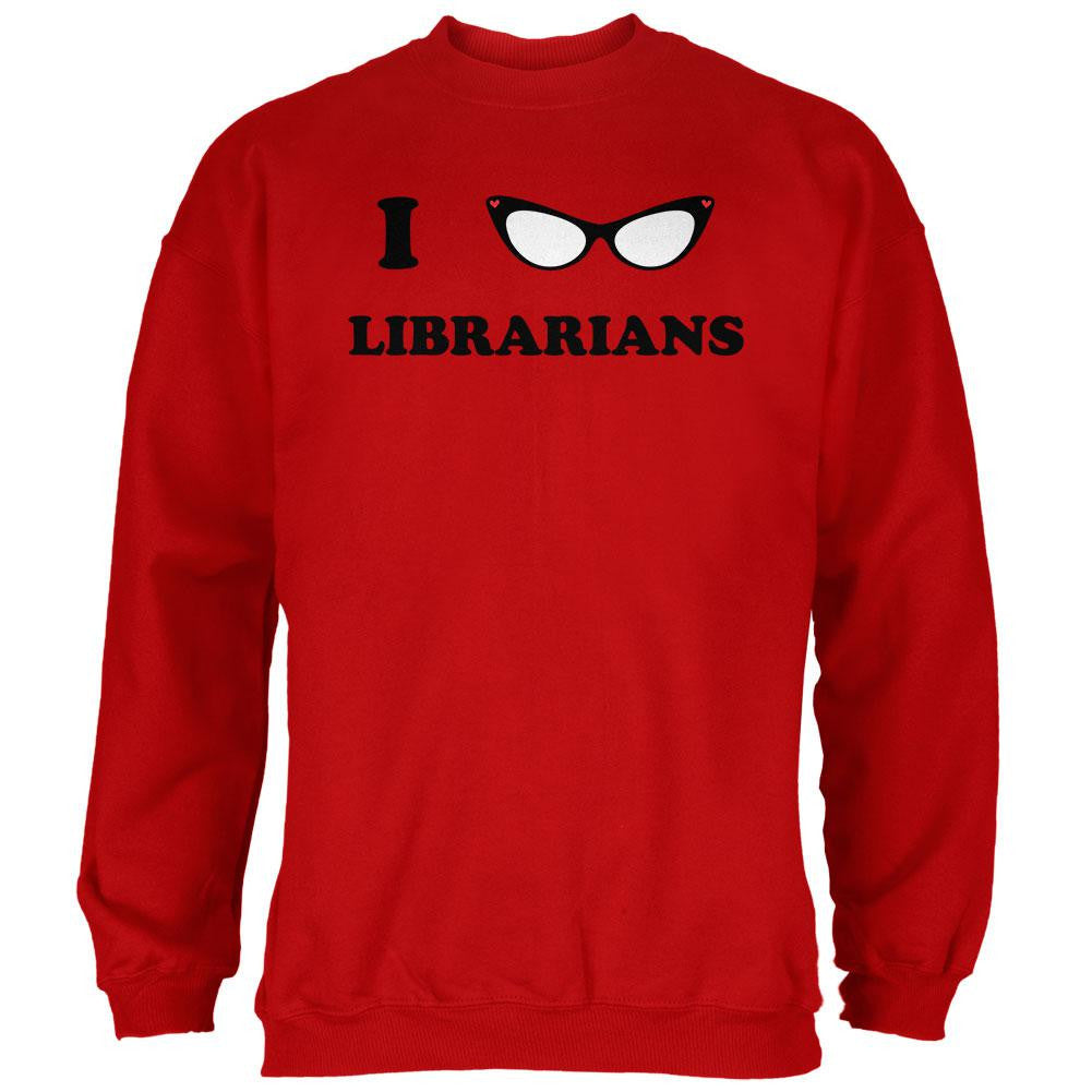 I Heart Love Librarians Red Adult Sweatshirt Men's Sweatshirts Old Glory 2XL Red 