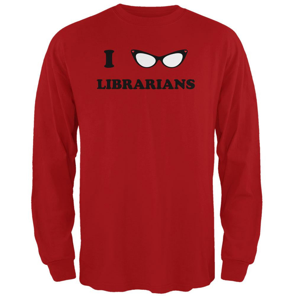 I Heart Love Librarians Red Adult Long Sleeve T-Shirt Men's Long Sleeves Old Glory 2XL Red 