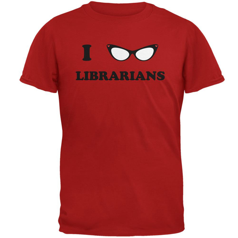 I Heart Love Librarians Red Adult T-Shirt Men's T-Shirts Old Glory 2XL Red 