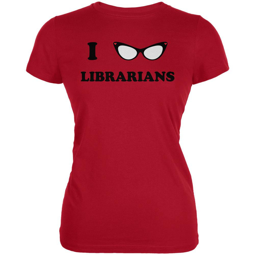 I Heart Love Librarians Red Juniors Soft T-Shirt Juniors T-Shirts Old Glory 2XL Red 