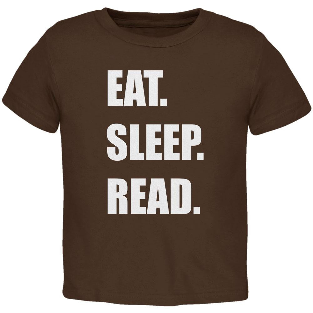 Eat Sleep Read Brown Toddler T-Shirt Toddler T-Shirts Old Glory 2T Brown 