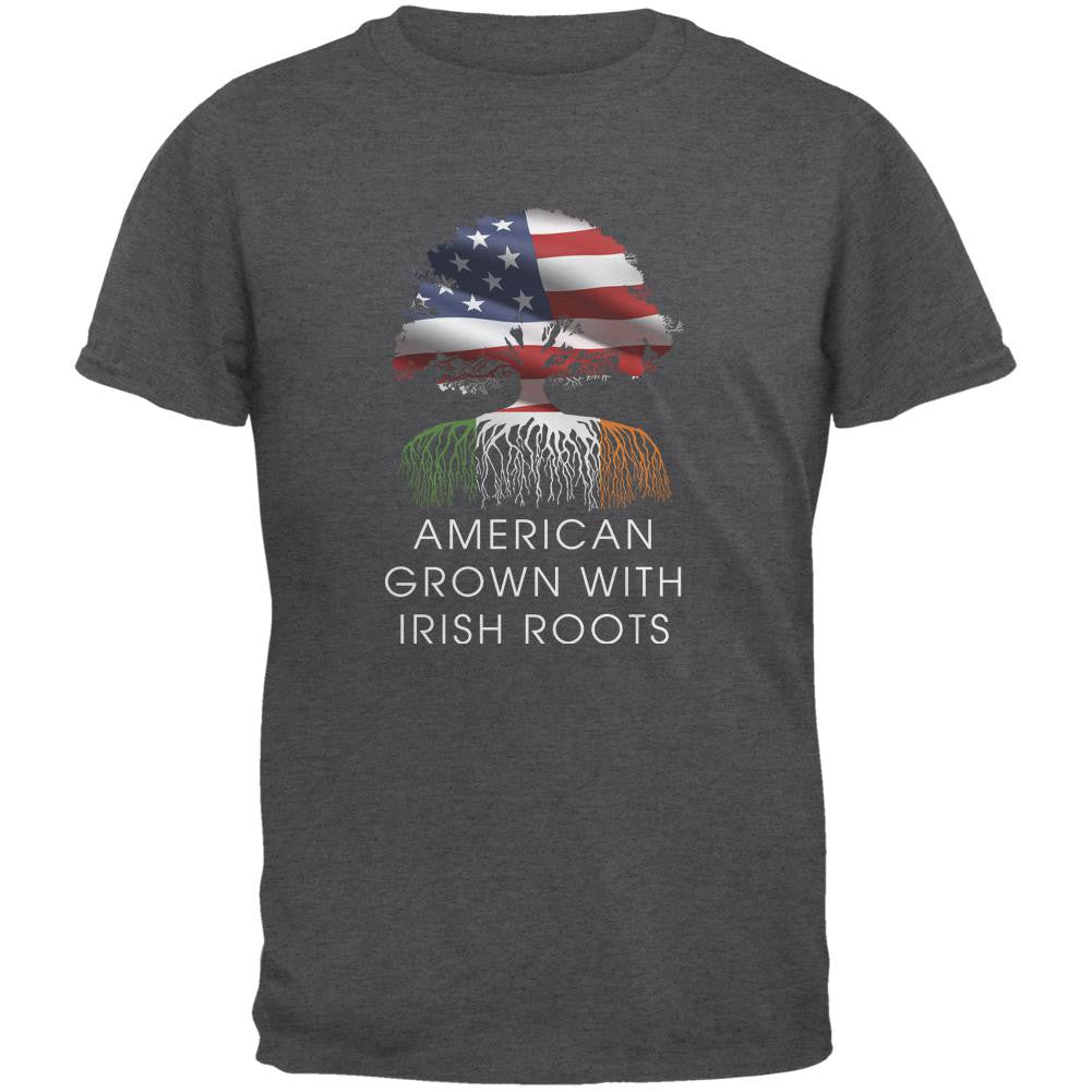 4th of July American Roots Dark Heather Adult T-Shirt Men's T-Shirts Old Glory 2XL Grey 