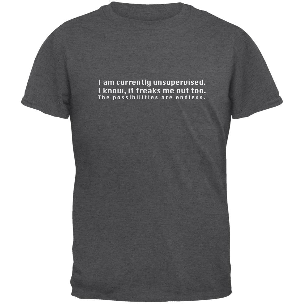 I Am Unsupervised Dark Heather Adult T-Shirt Men's T-Shirts Old Glory 2XL Grey 