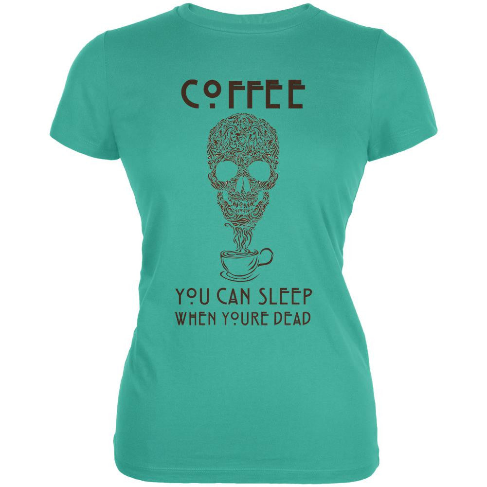 Sleep When You're Dead Teal Juniors Soft T-Shirt Juniors T-Shirts Old Glory LG Blue 