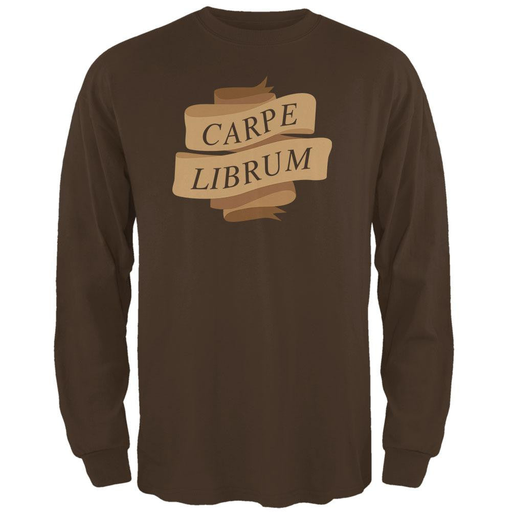 Carpe Librum Seize the Book Banner Brown Adult Long Sleeve T-Shirt Men's Long Sleeves Old Glory 2XL Brown 