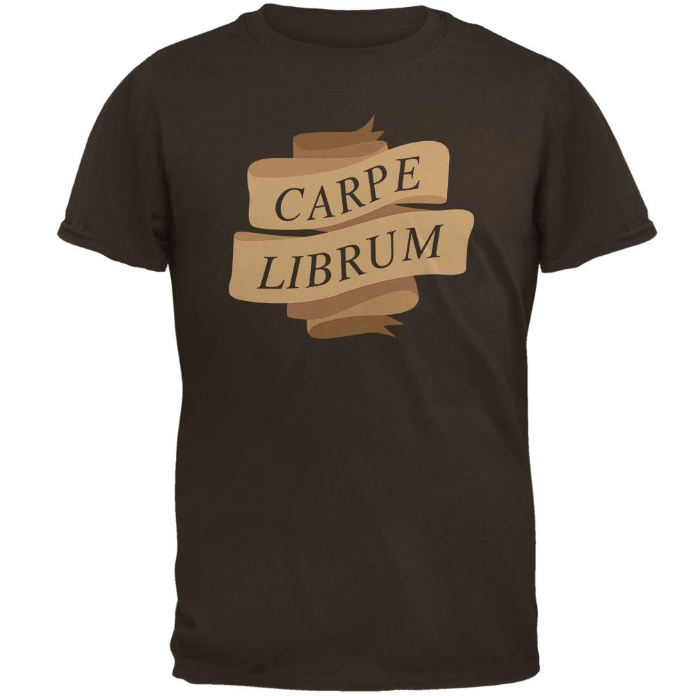 Carpe Librum Seize the Book Banner Brown Adult T-Shirt Men's T-Shirts Old Glory 2XL Brown 