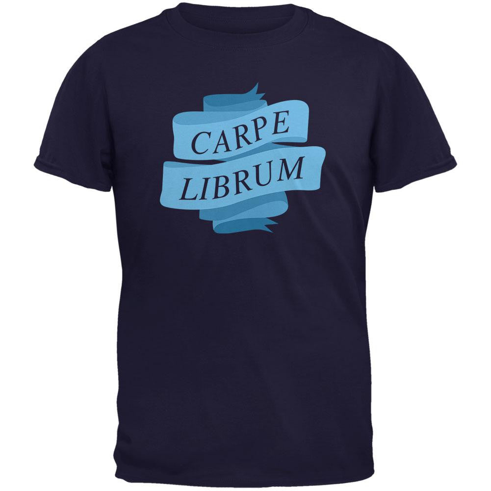 Carpe Librum Seize the Book Banner Navy Youth T-Shirt Youth T-Shirts Old Glory LG Blue 