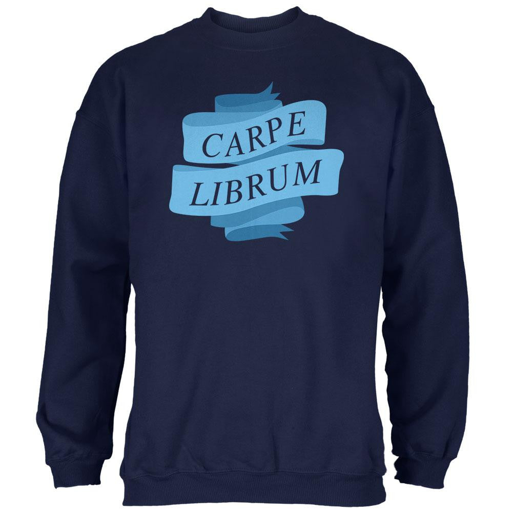 Carpe Librum Seize the Book Banner Navy Adult Sweatshirt Men's Sweatshirts Old Glory 2XL Blue 