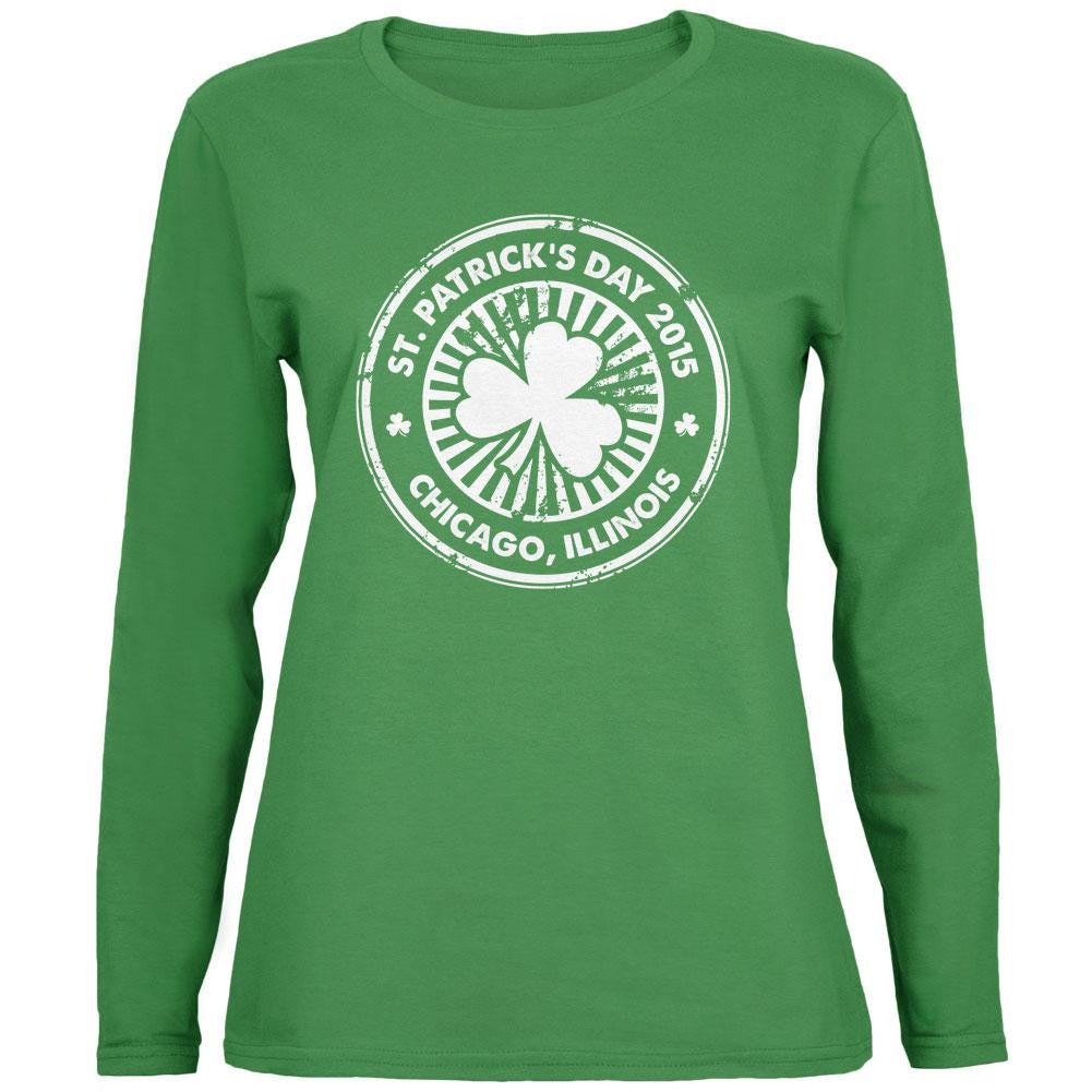 St. Patrick's Day Chicago Green Womens Long Sleeve T-Shirt Women's Long Sleeves Old Glory 2XL Green 