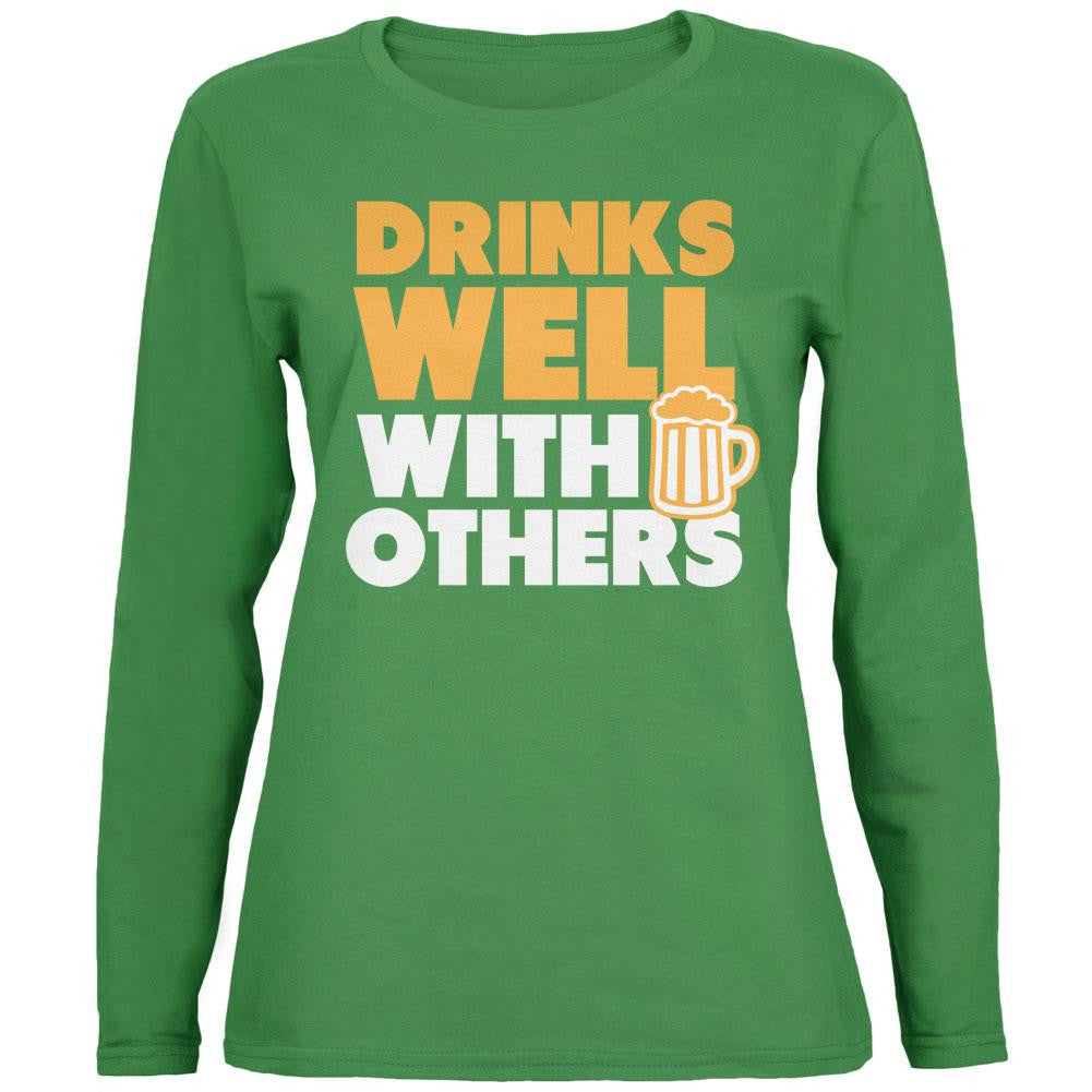 St Patricks Day Drinks Well With Others Green Womens Long Sleeve T-Shirt Women's Long Sleeves Old Glory   