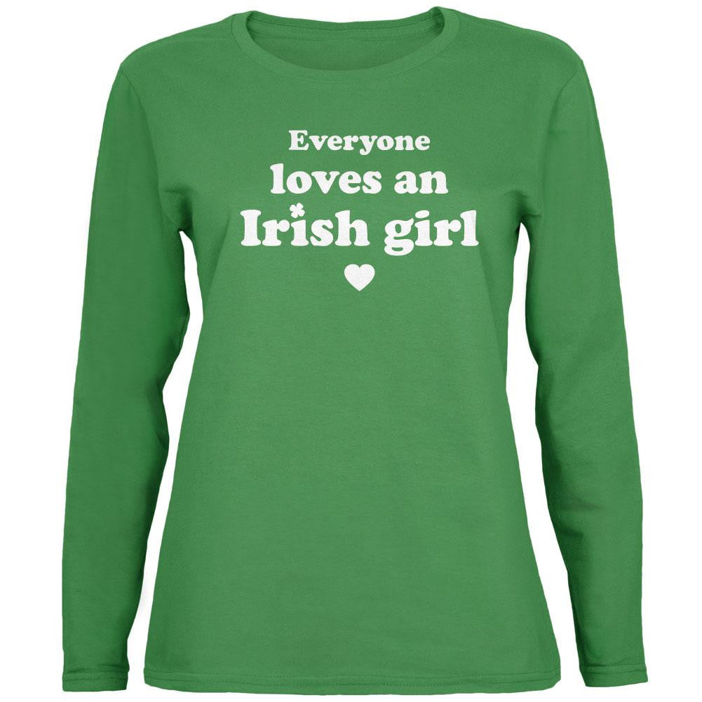 St Patricks Day Everyone Loves an Irish Girl Green Womens Long Sleeve T-Shirt Women's Long Sleeves Old Glory   