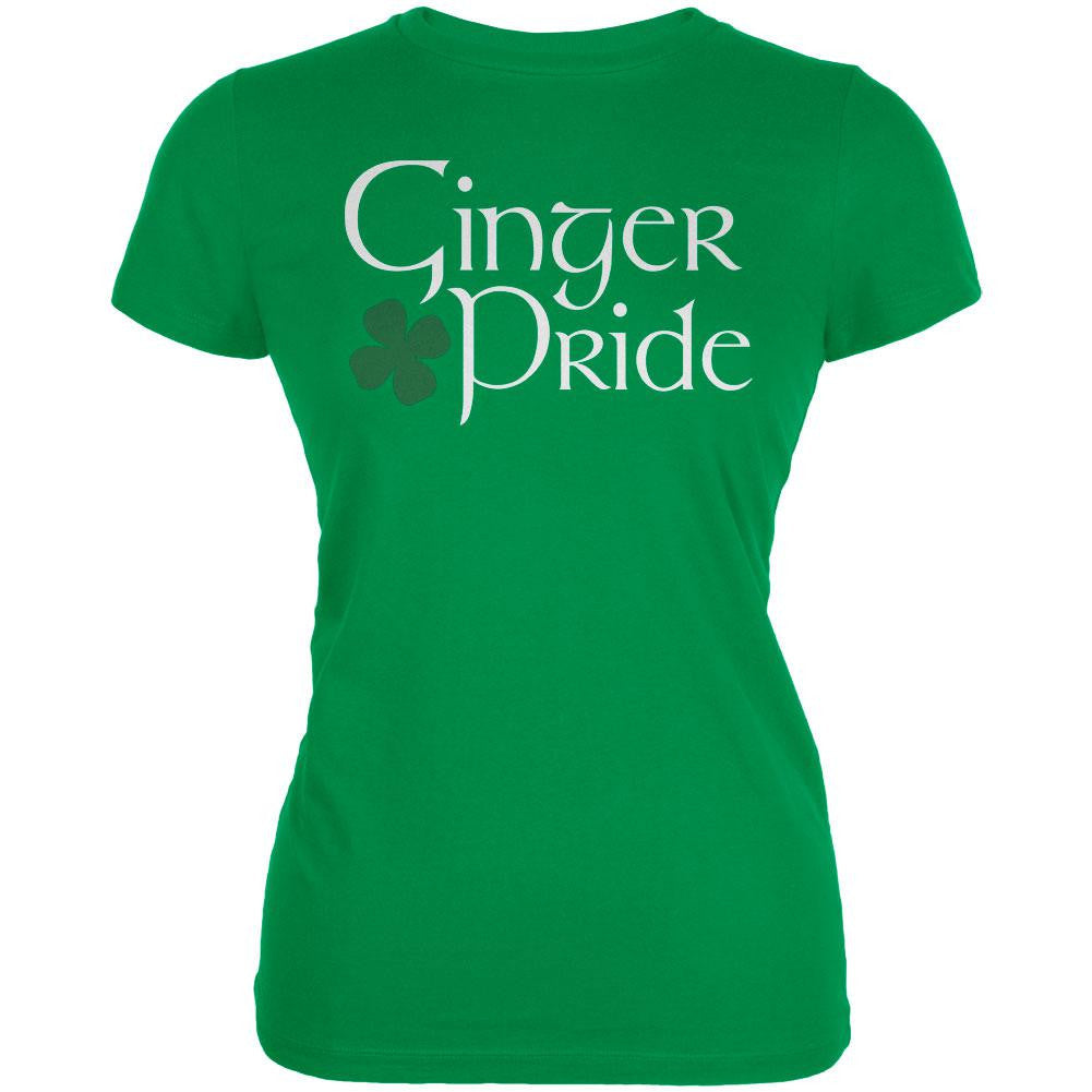 St. Patrick's Day Ginger Pride Irish Green Juniors Soft T-Shirt Juniors T-Shirts Old Glory   