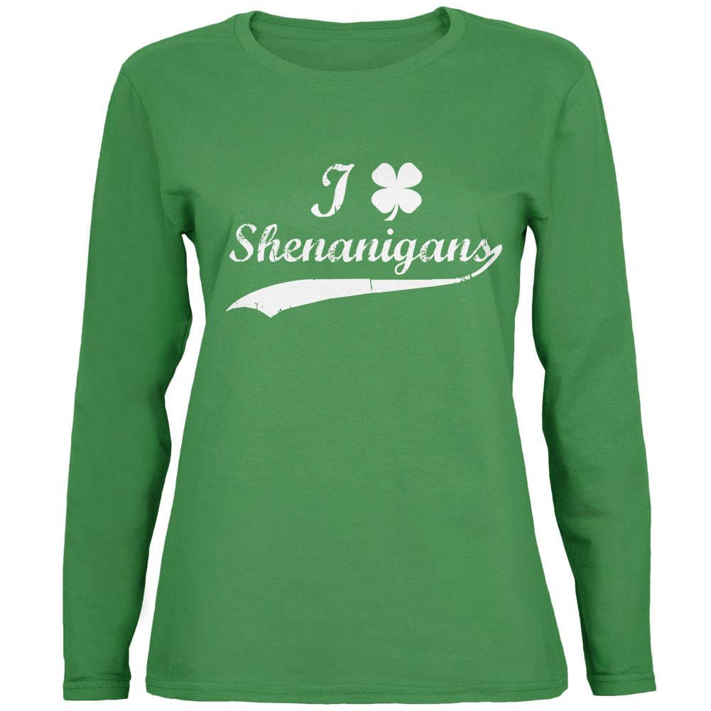 St Patricks Day Shamrock Shenanigans Irish Green Women's Long Sleeve T-Shirt Women's Long Sleeves Old Glory   