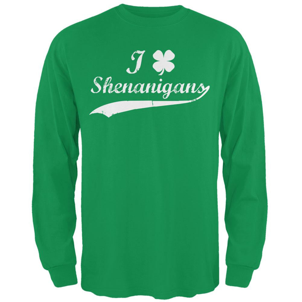 St Patricks Day Shamrock Shenanigans Irish Green Adult Long Sleeve T-Shirt Men's Long Sleeves Old Glory   