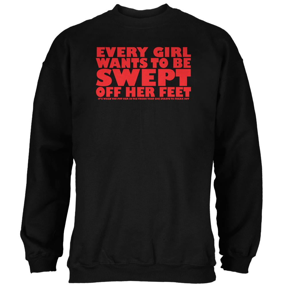 Valentines Swept Off Her Feet Black Adult Sweatshirt Men's Sweatshirts Old Glory 2XL Black 