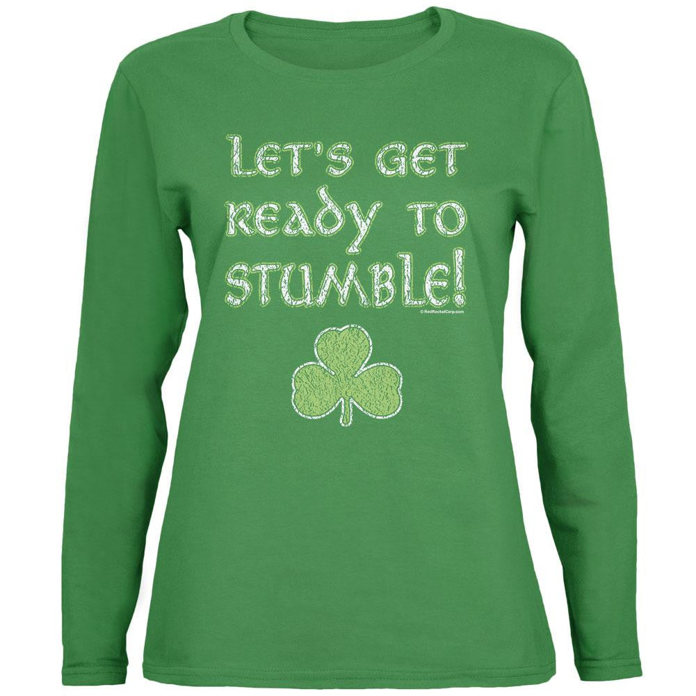 Let's Get Ready to Stumble Green Womens Long Sleeve T-Shirt Women's Long Sleeves Old Glory   