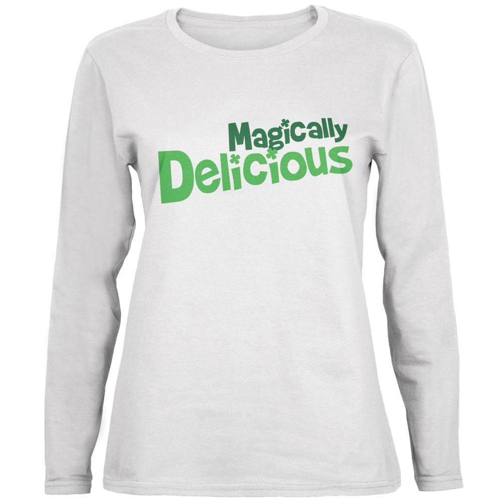 St. Patrick's Day Magically Delicious White Womens Long Sleeve T-Shirt Women's Long Sleeves Old Glory   