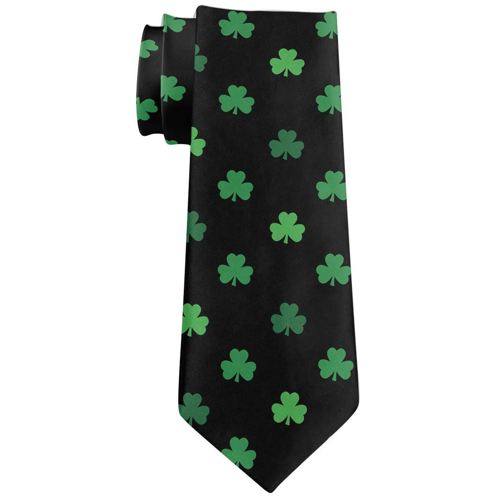 St Patricks Day Shamrock Black All Over Neck Tie Men's Neck Ties Old Glory   