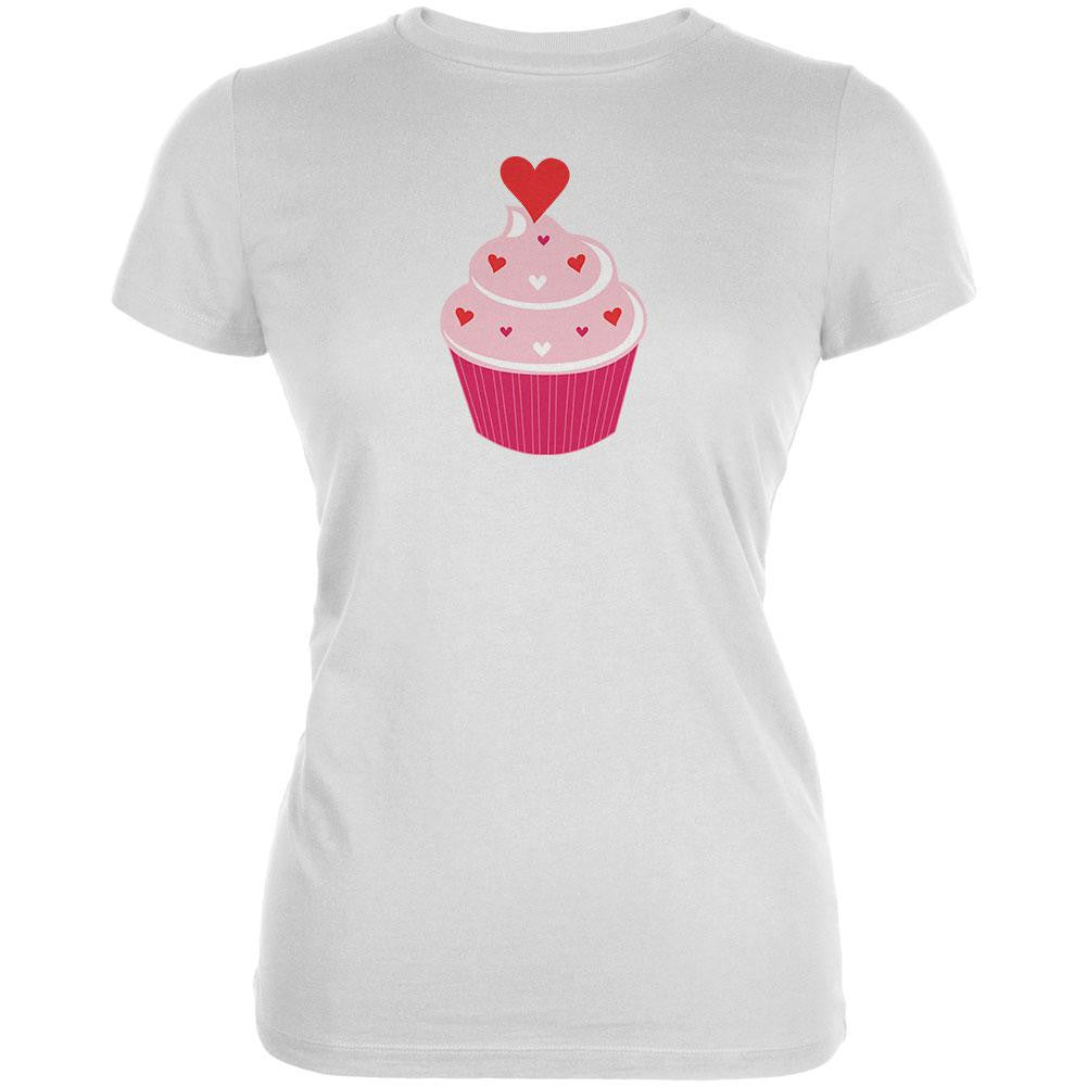 Valentine's Day Heart Cupcake White Juniors Soft T-Shirt Juniors T-Shirts Old Glory 2XL White 