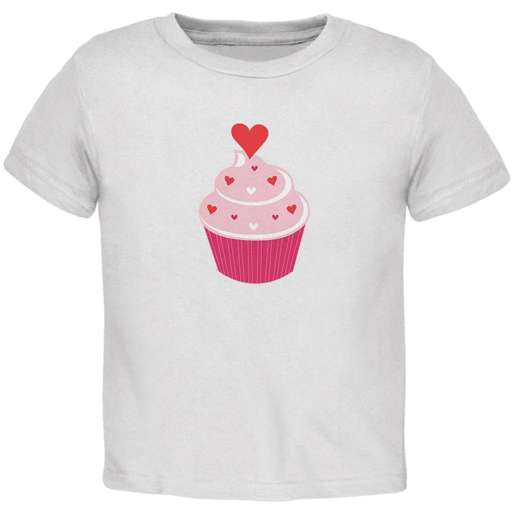 Valentine's Day Heart Cupcake White Toddler T-Shirt Toddler T-Shirts Old Glory 2T White 