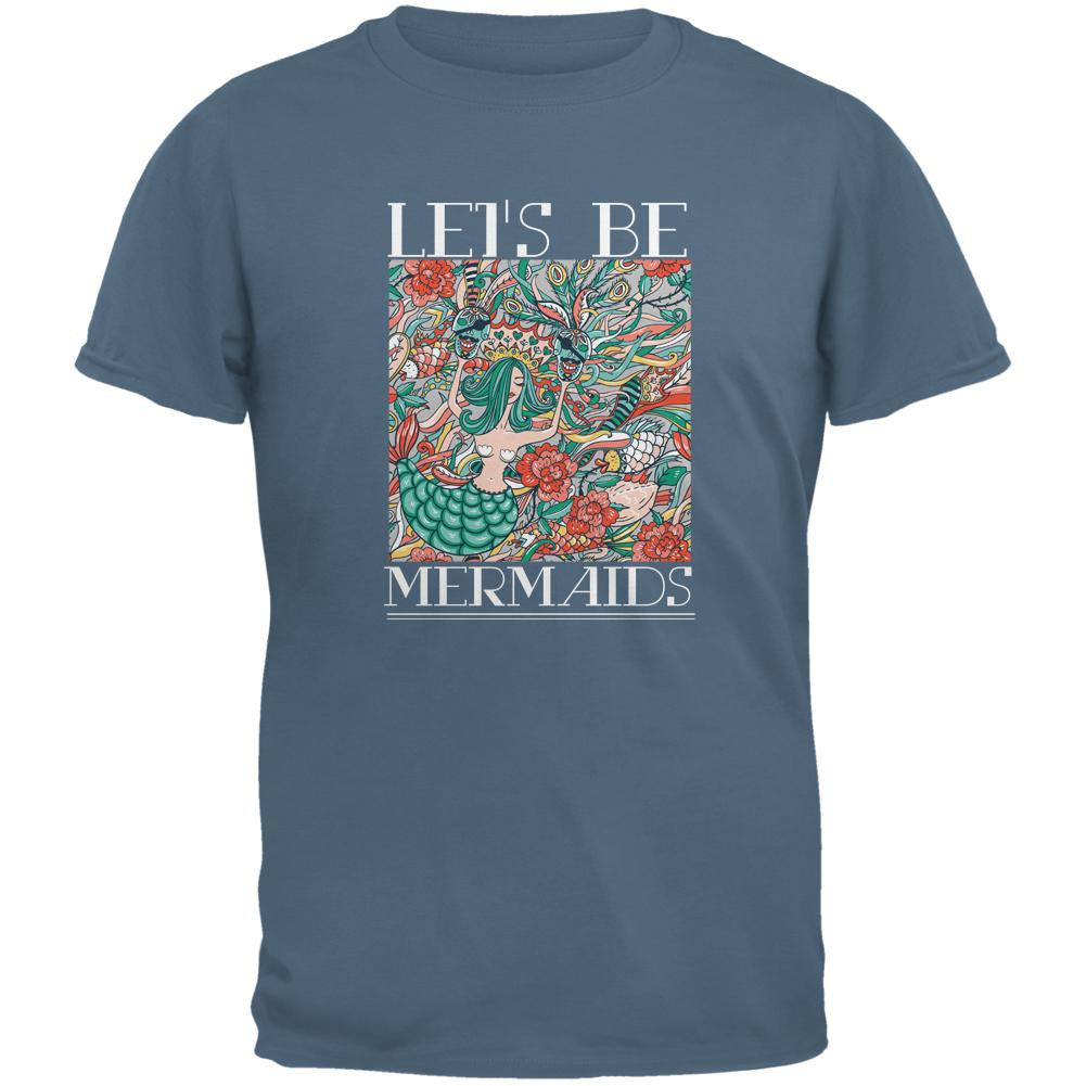 Lets Be Mermaids Indigo Blue Adult T-Shirt Men's T-Shirts Old Glory 2XL Blue 