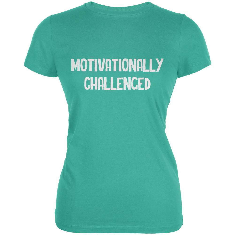 Motivationally Challenged Teal Juniors Soft T-Shirt Juniors T-Shirts Old Glory LG Blue 