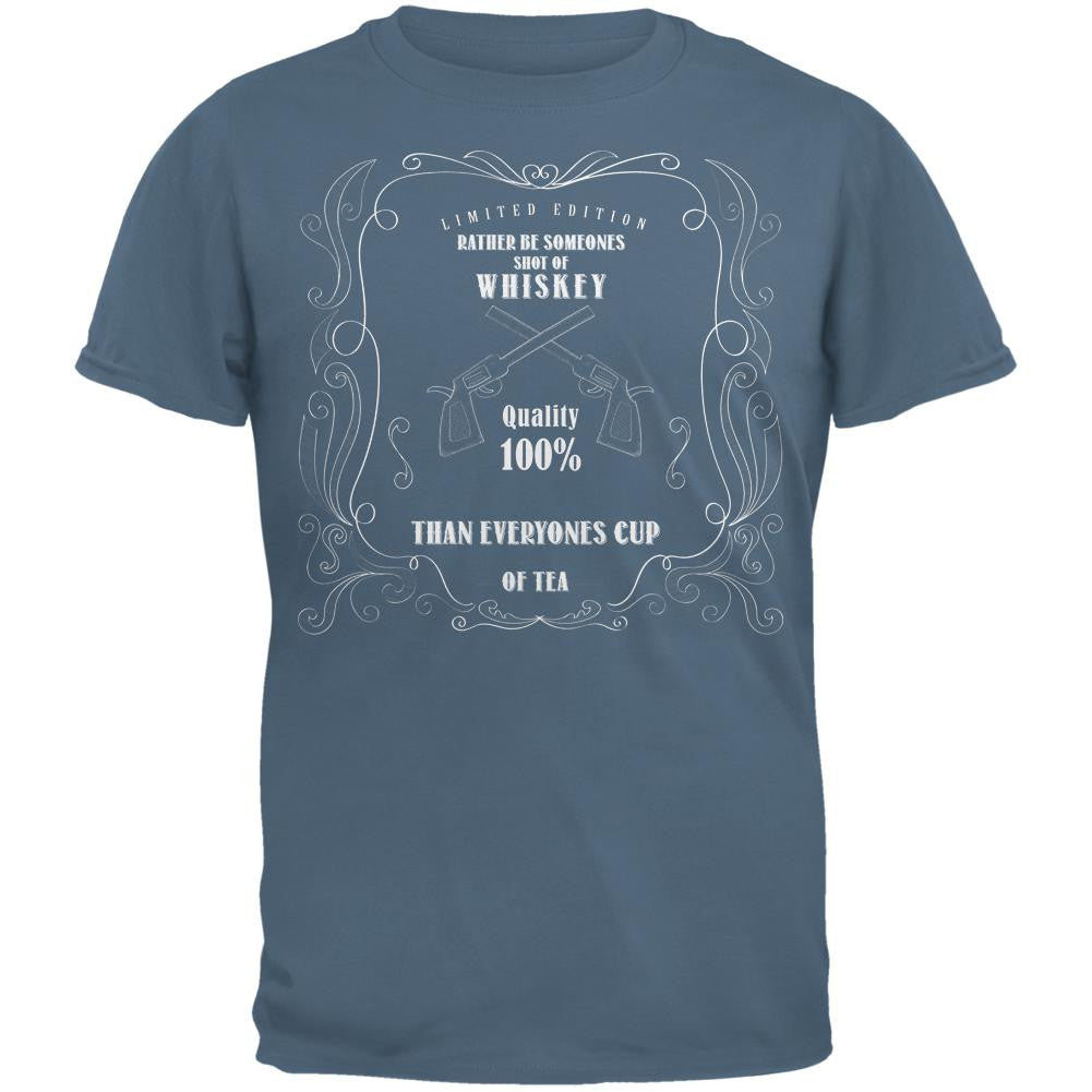 Shot of Whiskey Cup of Tea Indigo Blue Adult T-Shirt Men's T-Shirts Old Glory 2XL Blue 