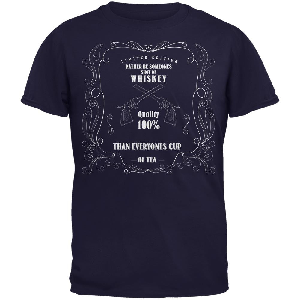 Shot of Whiskey Cup of Tea Navy Adult T-Shirt Men's T-Shirts Old Glory 2XL Blue 